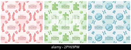 World Down Syndrome Day Seamless Pattern Design in Template Hand Drawn Cartoon Flat Illustration Stock Photo