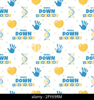 World Down Syndrome Day Seamless Pattern Design in Template Hand Drawn Cartoon Flat Illustration Stock Photo