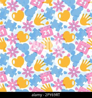 World Down Syndrome Day Seamless Pattern Design in Template Hand Drawn Cartoon Flat Illustration Stock Photo