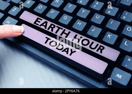 Writing displaying text Earth Hour. Business idea Global movement to call for greater action on climate change Stock Photo