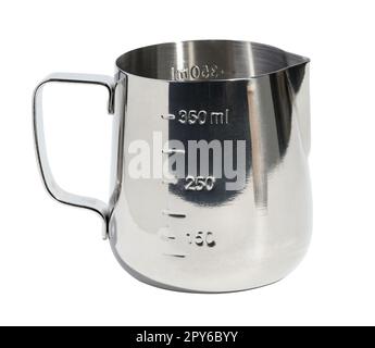 Empty metal milk jug on a white isolated background Stock Photo