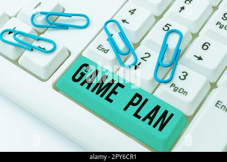 Writing displaying text Game Plan. Business showcase strategy worked out in advance in sport politics or business Stock Photo