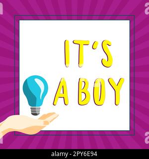 Writing displaying text It's A Boy. Business approach Expecting a male baby cute blue colors a lot of car toys Stock Photo