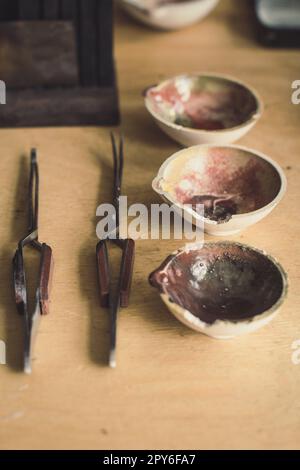 Close up metal melting tools concept photo Stock Photo