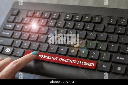 Writing displaying text No Negative Thoughts Allowed. Business concept Always positive motivated inspired good vibes Stock Photo