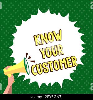 Hand writing sign Know Your Customer. Word for Marketing creating a poll improve product or brand Stock Photo