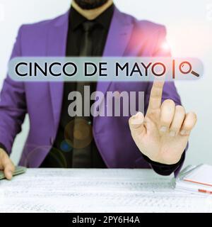 Text caption presenting Cinco De Mayo. Business concept Mexican-American celebration held on May 5 Stock Photo