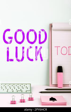 Text sign showing Good Luck. Business approach A positive fortune or a happy outcome that a person can have Stock Photo
