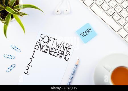 Handwriting text Software Engineering. Business concept Program Development in Systematic Quantifiable approach Stock Photo