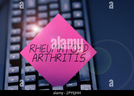 Conceptual caption Rheumatoid Arthritis. Business overview autoimmune disease that can cause joint pain and damage Stock Photo