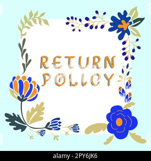 Conceptual display Return Policy. Word for Tax Reimbursement Retail Terms and Conditions on Purchase Stock Photo