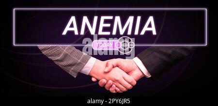 Text caption presenting Anemia. Word for condition where there deficiency of red cells of haemoglobin in blood Stock Photo