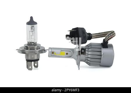 Vehicles H4 LED headlight bulbs isolated on white Stock Photo