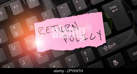 Inspiration showing sign Return Policy. Business showcase Tax Reimbursement Retail Terms and Conditions on Purchase Stock Photo