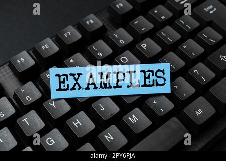 Text caption presenting Examples. Word for photo Sample Model to follow ...