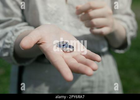 Close up marriage rings concept photo Stock Photo