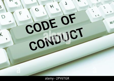 Conceptual display Code Of Conduct, Internet Concept Ethics rules moral