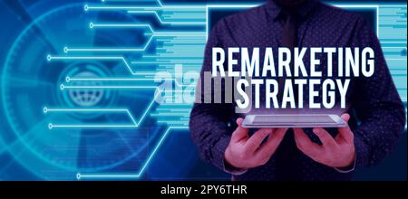 Sign displaying Remarketing Strategy. Business showcase re-engage customers using information collected Stock Photo