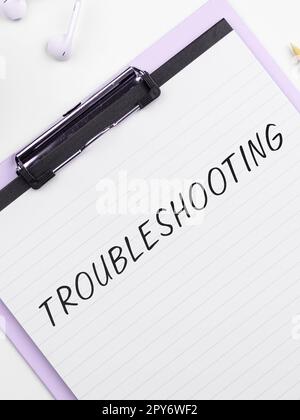 Conceptual caption Troubleshooting. Business idea an act of investigating or dealing with in the problems occured Stock Photo