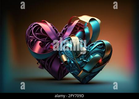 Magic ribbon hearts. Stock Photo