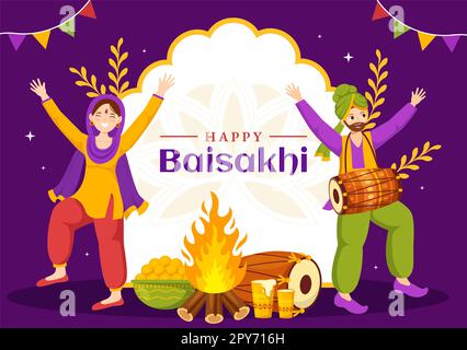 Happy Baisakhi Illustration with Vaisakhi Punjabi Spring Harvest Festival  of Sikh celebration in Flat Cartoon Hand Drawn for Landing Page Templates  20076507 Vector Art at Vecteezy