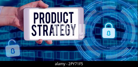 Conceptual display Product Strategy. Business approach long term plan development of successful product production Stock Photo