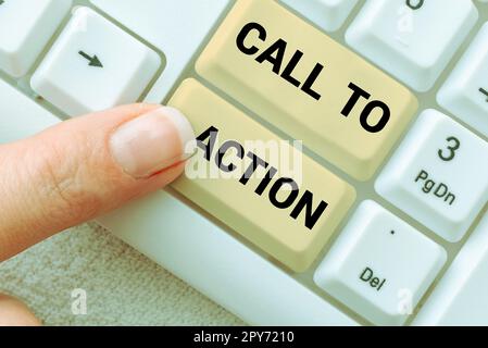 Inspiration showing sign Call To Action. Word for Encourage Decision Move to advance Successful strategy Stock Photo