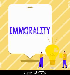 Conceptual caption Immorality. Concept meaning the state or quality of