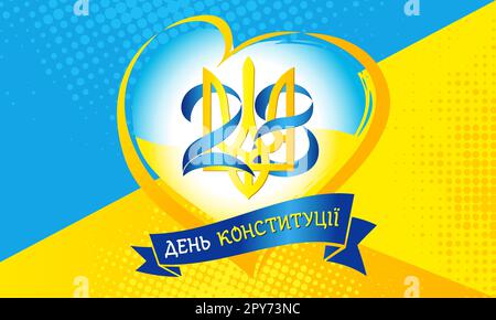 June 28, Constitution Day of Ukraine with a geometric shape in the colors of the flag. Translation: Constitution Day of Ukraine. Vector illustration Stock Vector