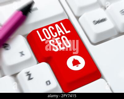 Conceptual caption Local Seo. Word for This is an effective way of marketing your business online Stock Photo