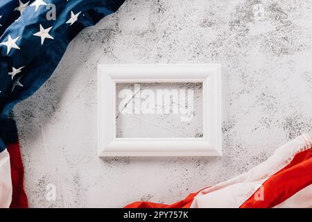 flag of United States American and photo frame space Stock Photo