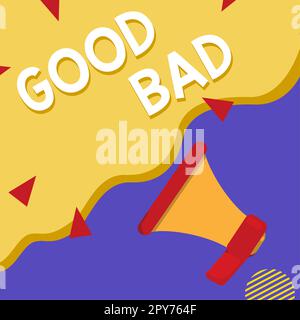 Conceptual display Good Bad. Conceptual photo to seem to be going to have a good or bad result Life choices Stock Photo