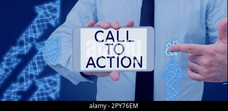 Writing displaying text Call To Action. Business concept Encourage Decision Move to advance Successful strategy Stock Photo