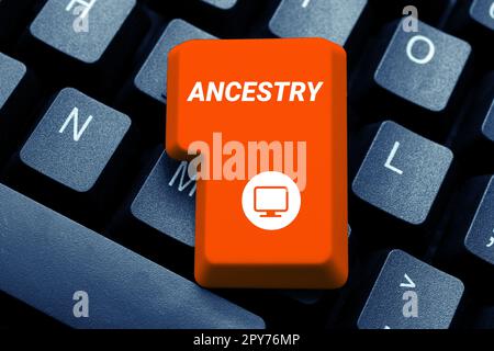 Writing displaying text Ancestry. Business approach the history or developmental process of a phenomenon object idea or style Stock Photo