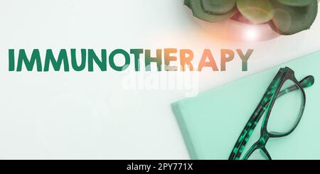 Conceptual caption Immunotherapy. Business overview treatment or prevention of disease that involves enhancement of immune system Stock Photo