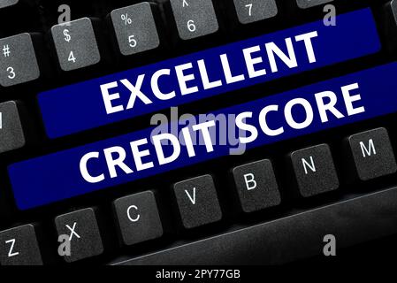 Handwriting text Excellent Credit Score. Internet Concept person's report of financial standing and capacity to pay Stock Photo