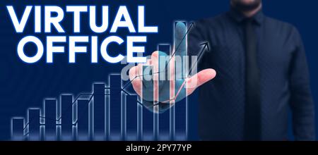 Text caption presenting Virtual Office. Business overview Mobile work-environment equipped with telecommunication links Stock Photo