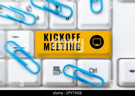 Text Showing Inspiration Kick Off. Concept Meaning Start or Resumption of  Football Match in Which Player Kicks Ball Stock Photo - Image of project,  match: 266081546