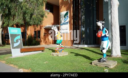 Shepparton, Victoria Australia, May 3 2023, The Moving Art at the Entrance of Shepparton Shire Offices Stock Photo