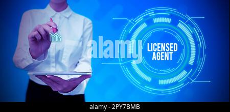 Writing displaying text Licensed Agent. Concept meaning Authorized and Accredited seller of insurance policies Stock Photo