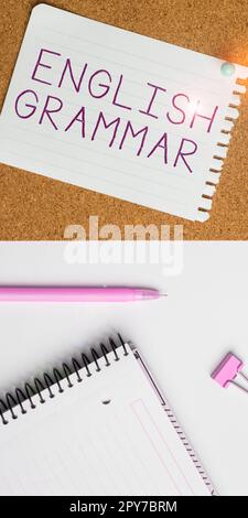 Text sign showing English Grammar. Business approach courses cover all levels of speaking and writing in english Stock Photo