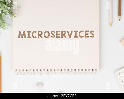 Sign displaying Microservices. Business overview Software development technique Building single function module Stock Photo