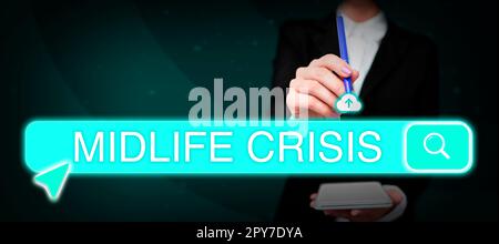 Conceptual caption Midlife Crisis. Word for Software development technique Decomposing an application Stock Photo