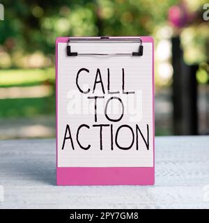 Text caption presenting Call To Action. Word Written on Encourage Decision Move to advance Successful strategy Stock Photo