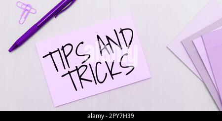 Text caption presenting Tips And Tricks. Conceptual photo helpful advices that makes certain action easier to do Stock Photo