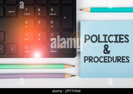 Text caption presenting Policies Procedures. Business approach list of rules defines customer and buyer rights Stock Photo