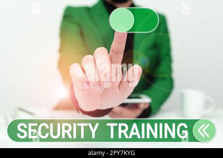 Text sign showing Security Training. Business approach providing security awareness training for end users Stock Photo