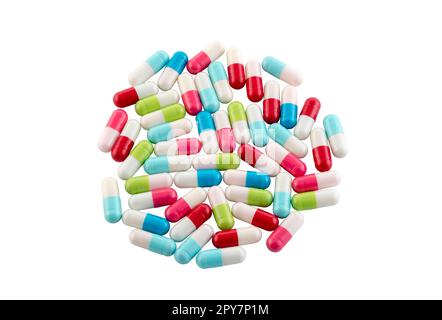 Colorful pills isolated on white background with clipping path Stock Photo