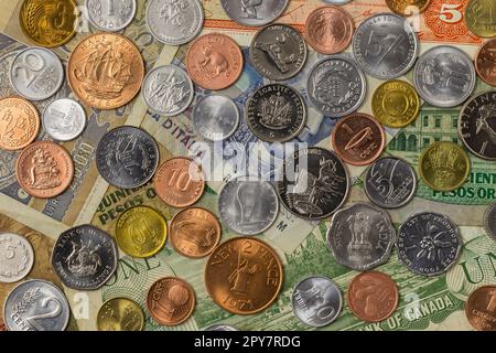 A Collection of Money From Around The World Stock Photo