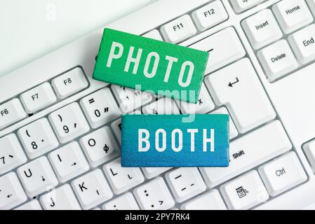 Text Sign Showing Photo Booth. Concept Meaning Form of Photo Sharing and  Publishing in the Format of a Blog Stock Illustration - Illustration of  concept, workplace: 264982580